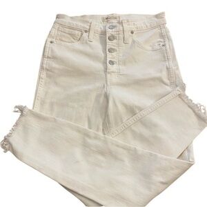 Madewell white high-rise skinny crop jeans size 27 frayed at ankle